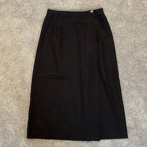 Vintage Talbots size 10 modest linen black gingham maxi wrap skirt